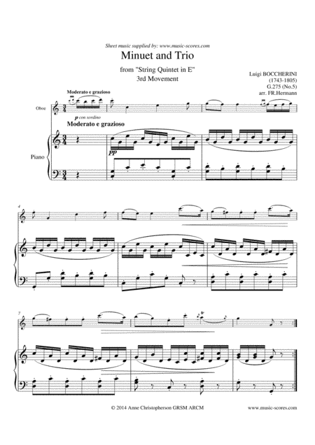 Boccherini Minuet and Trio in E - Oboe and Piano (arr. Anne Christopherson GRSM ARCM)
