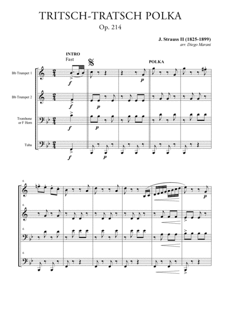 Tritsch-Tratsch Polka for Brass Quartet (arr. Diego Marani)