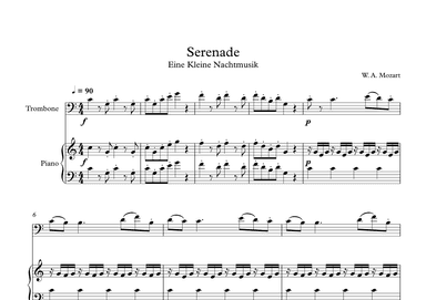 Serenade (Eine Kleine Nachtmusik) - Wolfgang Amadeus Mozart (Trombone + Piano) (arr. Digital Book Music)