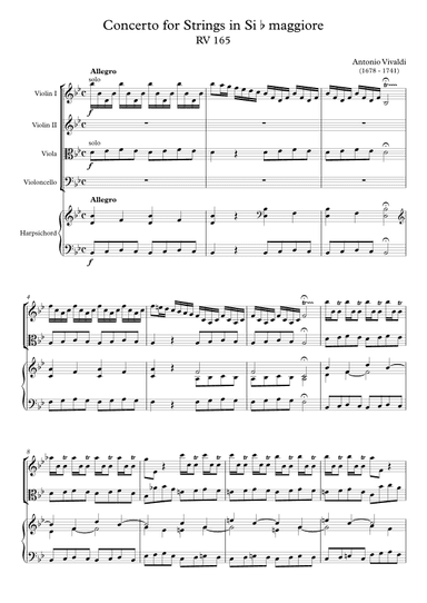 Concerto for Strings in Si b maggiore RV 165