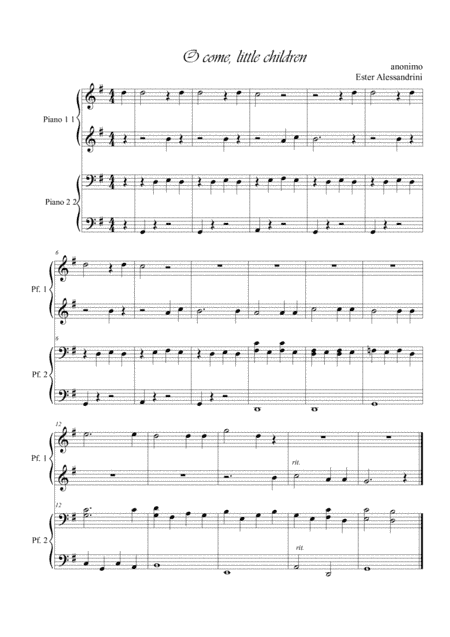 O come little children. Piano 4 hands (arr. Ester Alessandrini)