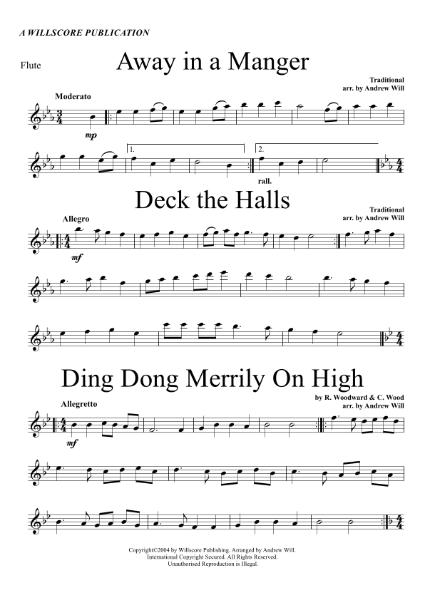 Christmas Carol Selections - Flute (arr. Willscore Publishing)