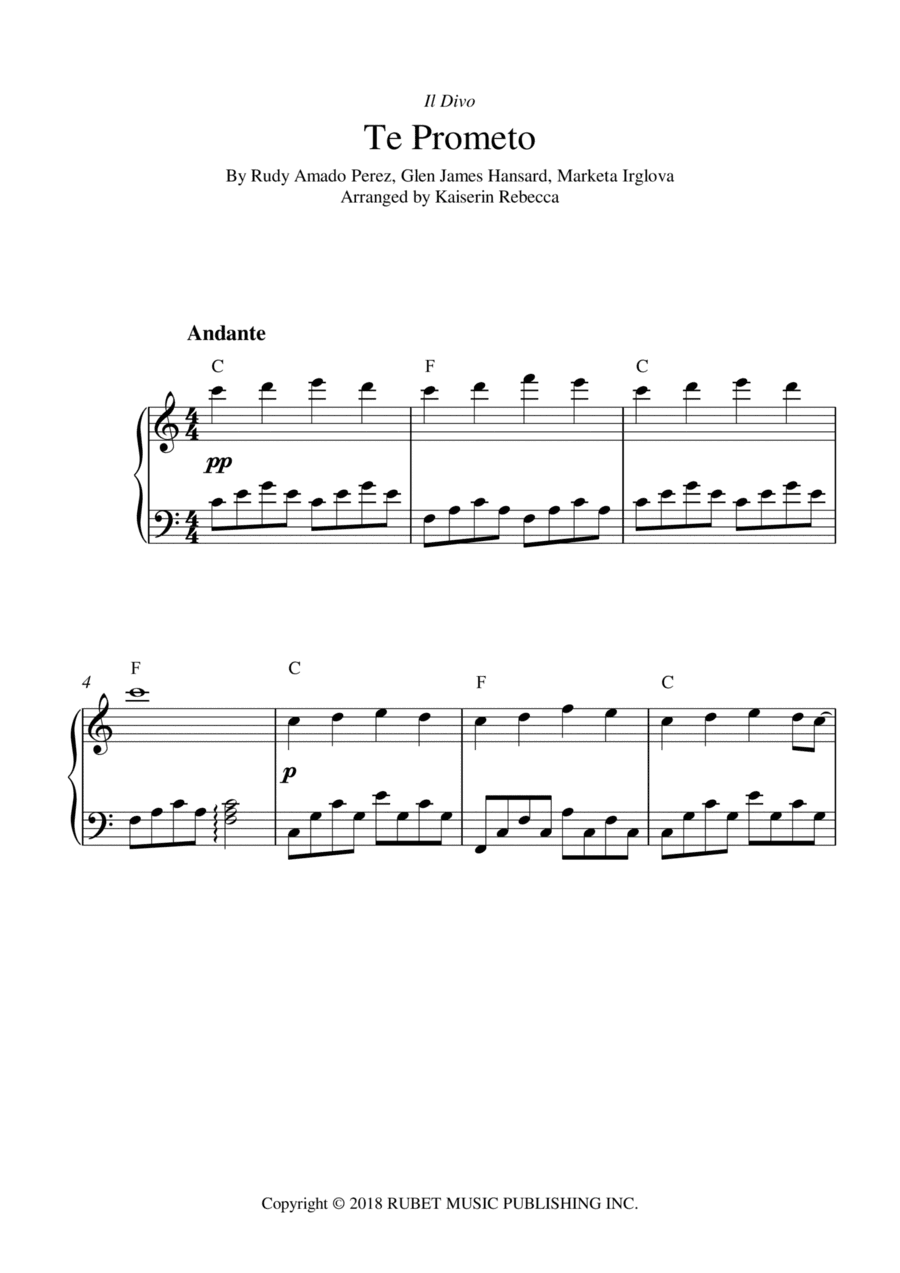 Te Prometo (falling Slowly) (arr. Kaiserin Rebecca)