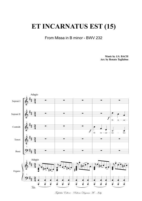 ET INCARNATUS EST (15) - From Missa in B minor - BWV 232 (arr. Renato Tagliabue)