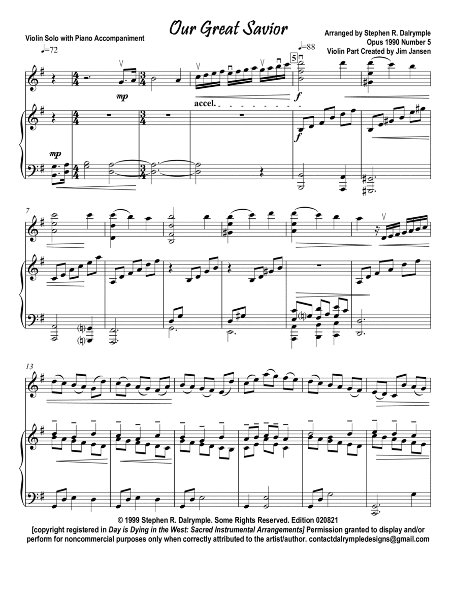 Our Great Savior with Hallelujah What A Savior! (arr. Stephen R Dalrymple (Dalrymple Designs))