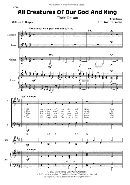 All Creatures Of Our God And King (arr. Gert Th. Walter)