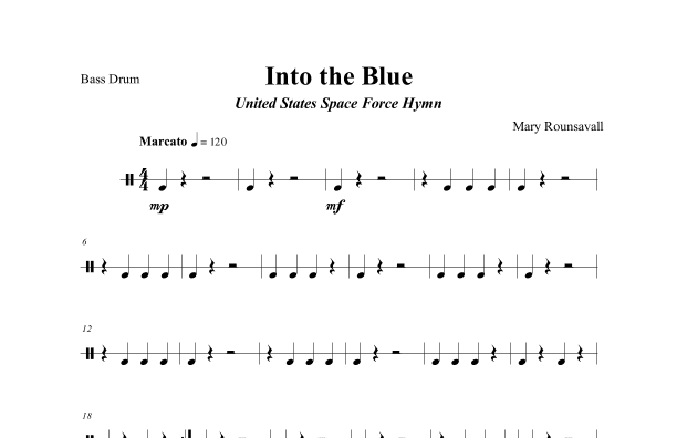 US SPACE FORCE HYMN (Into the Blue) BASS DRUM PART