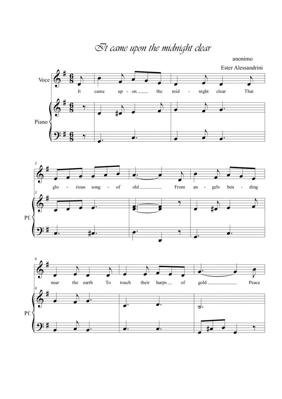 It came upon the midnight clear. Singing and piano (arr. Ester Alessandrini)
