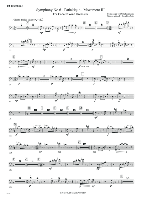 Symphony No.6 Pathetique Movement III [Parts] Trombones(1st,2nd,3rd and Bass) (arr. Koichiro Sato)