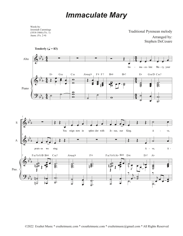 Immaculate Mary (Duet for Soprano and Alto solo) (arr. Stephen DeCesare)