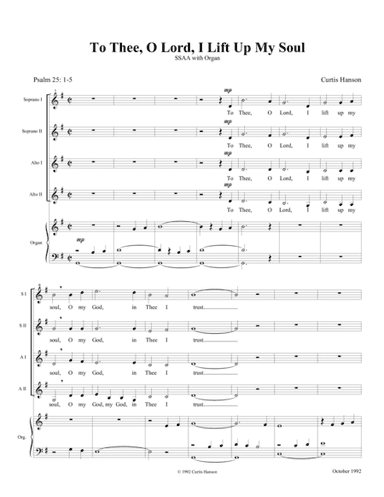 To Thee, O Lord, I Lift Up My Soul (SSAA)