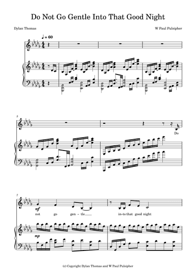 Do Not Go Gentle Into That Good Night (arr. W Paul Pulsipher)
