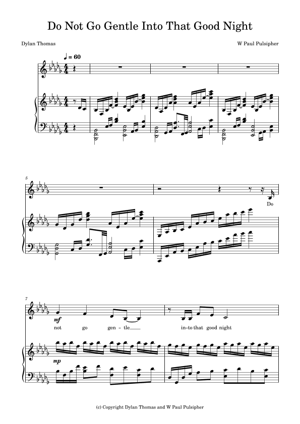 Do Not Go Gentle Into That Good Night (arr. W Paul Pulsipher)