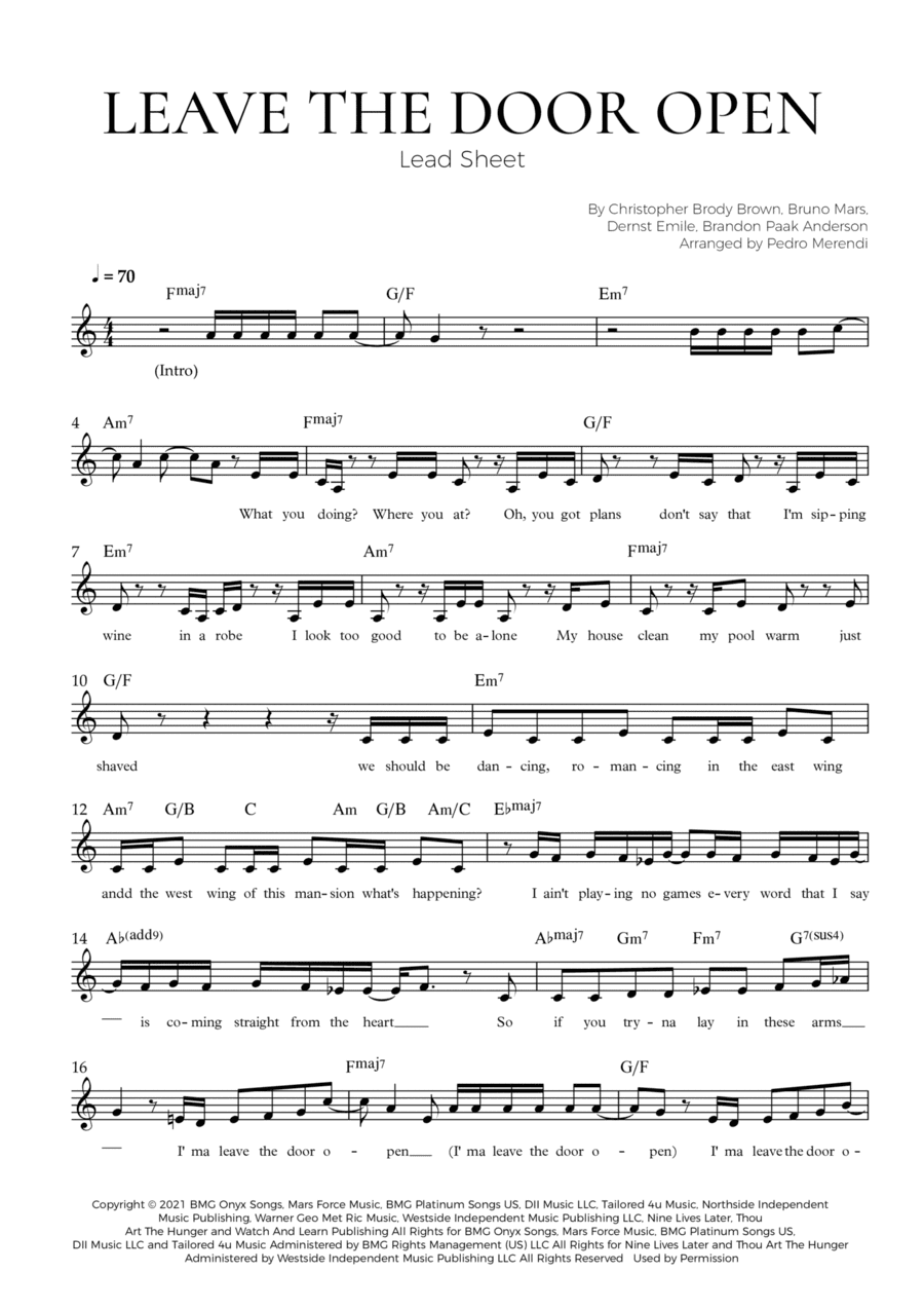 Leave The Door Open (arr. Pedro Merendi)