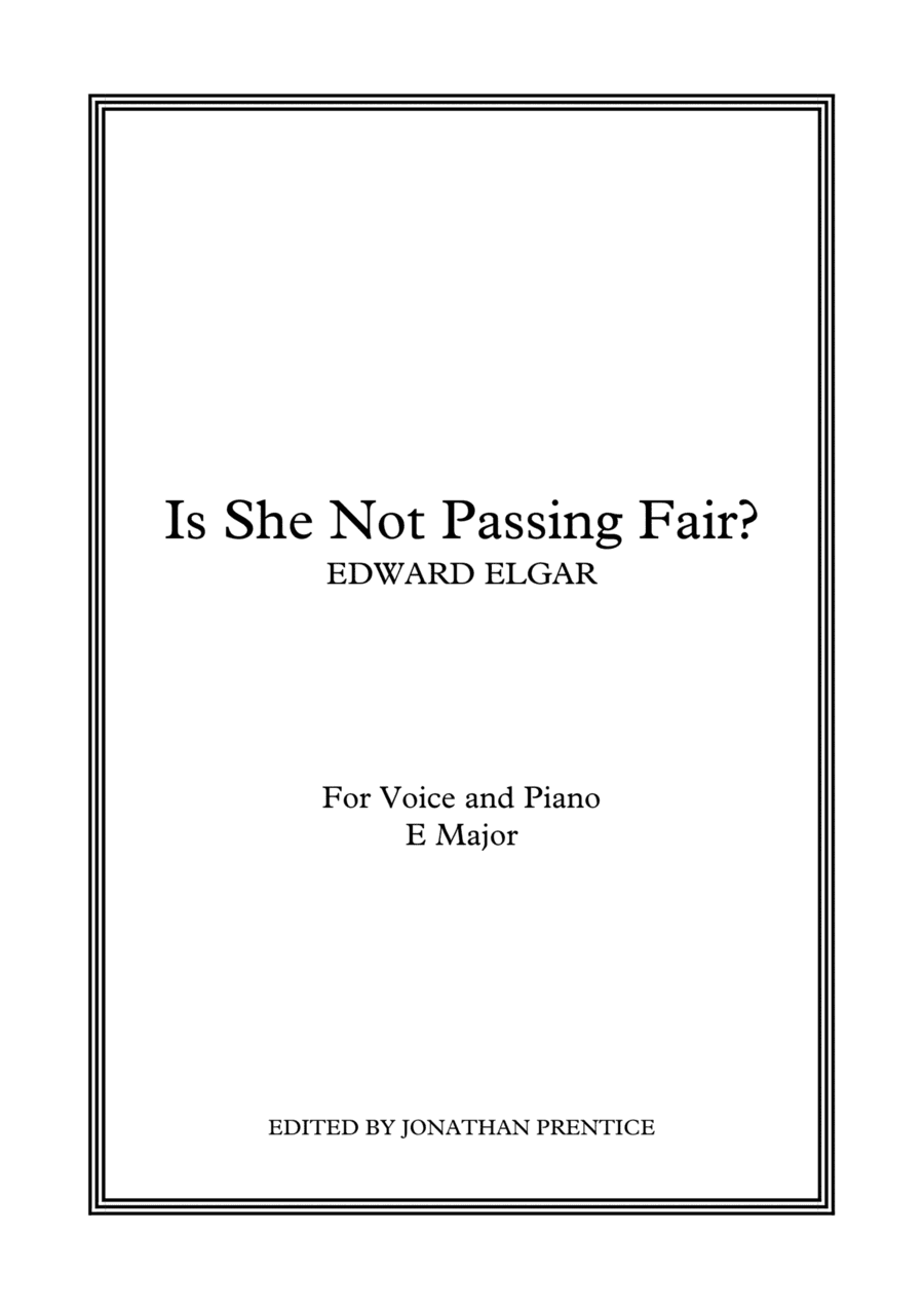 Is She Not Passing (E Major) (arr. Jonathan Prentice)