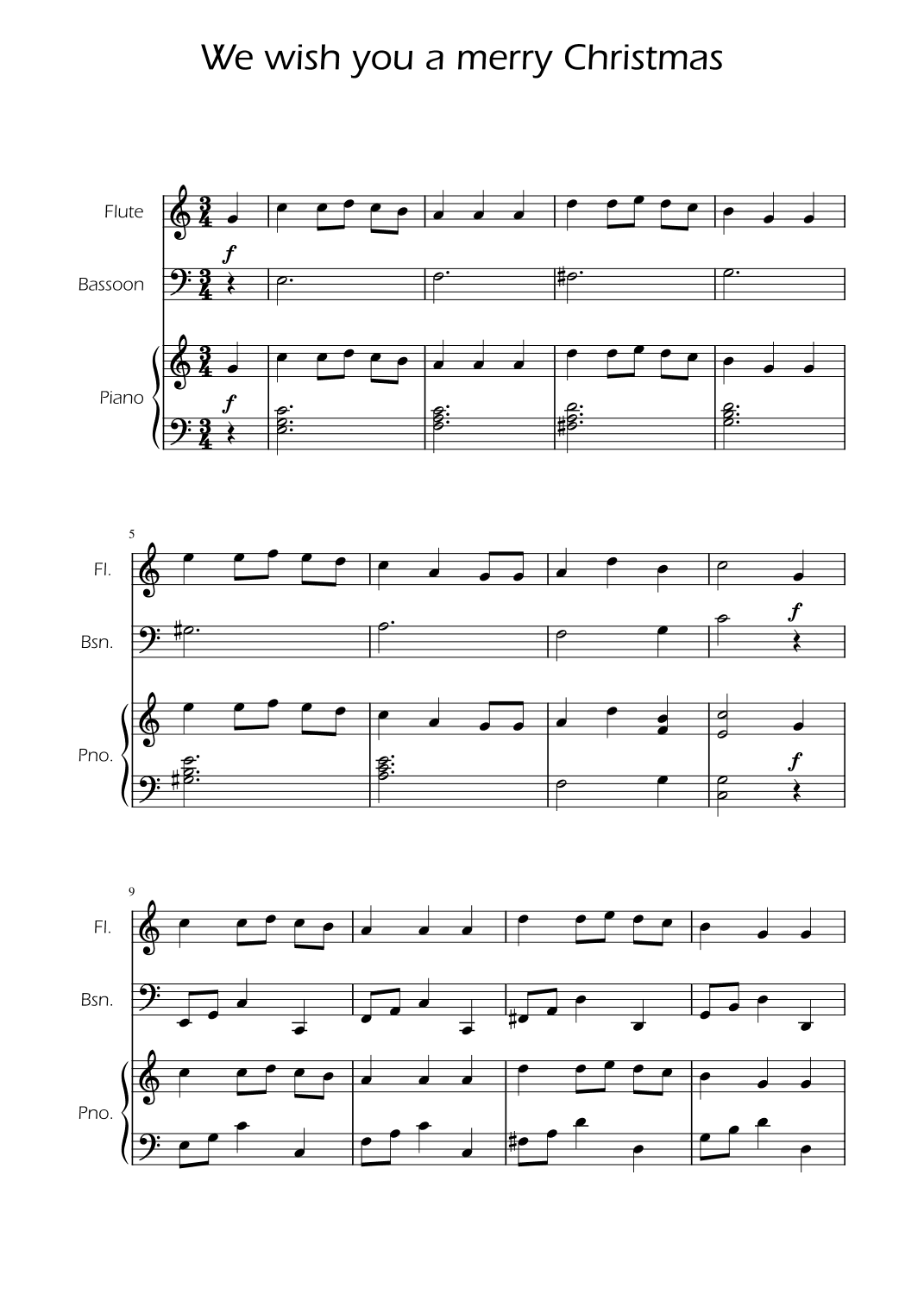 We Wish You a Merry Christmas - Woodwind Duet w/ Piano (arr. Ygor Nunes)