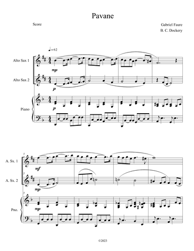 Pavane (Alto Sax Duet with Piano Accompaniment) (arr. B. C. Dockery)