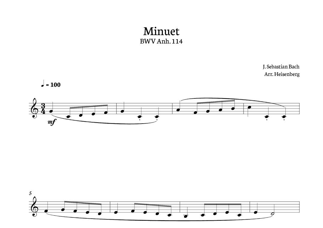 Minuet - Bach for Lead Sheet (arr. Heisenberg)