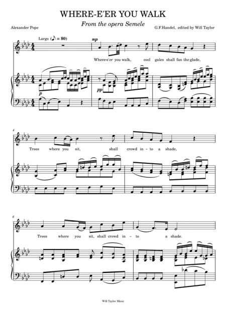 WHERE E'ER YOU WALK (Medium voice) (arr. Will Taylor)