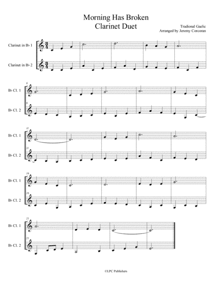 Morning Has Broken Clarinet Duet (arr. Jeremy Corcoran)