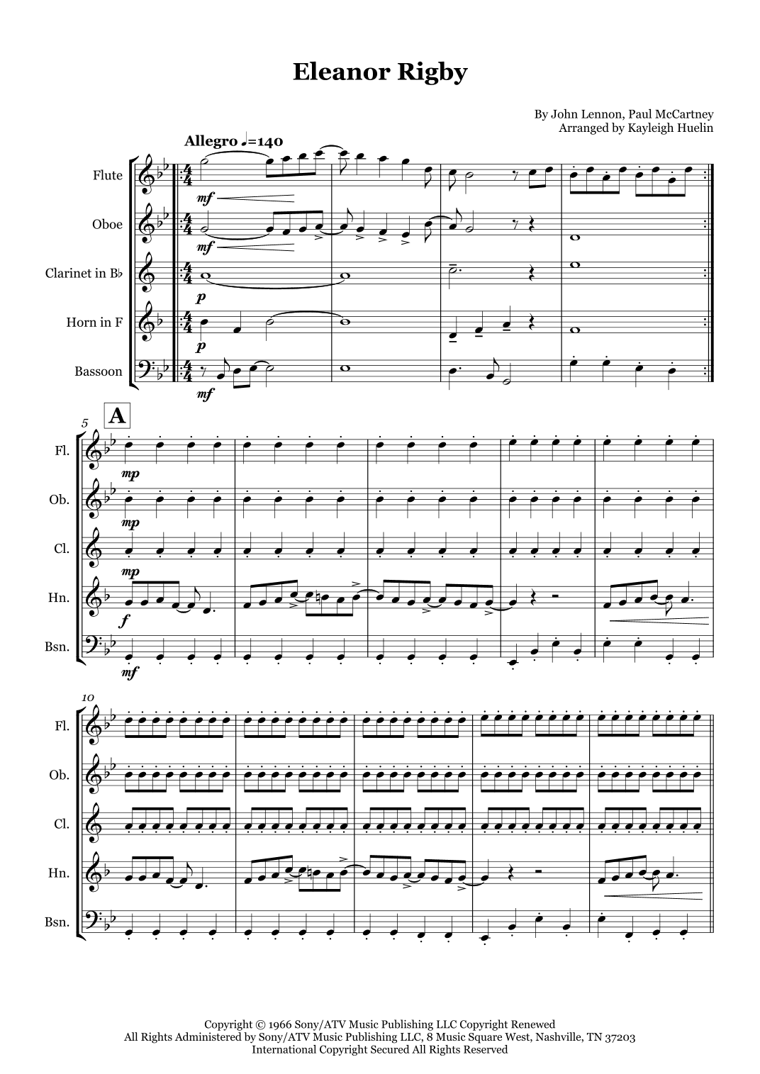 Eleanor Rigby (arr. Kayleigh Huelin)