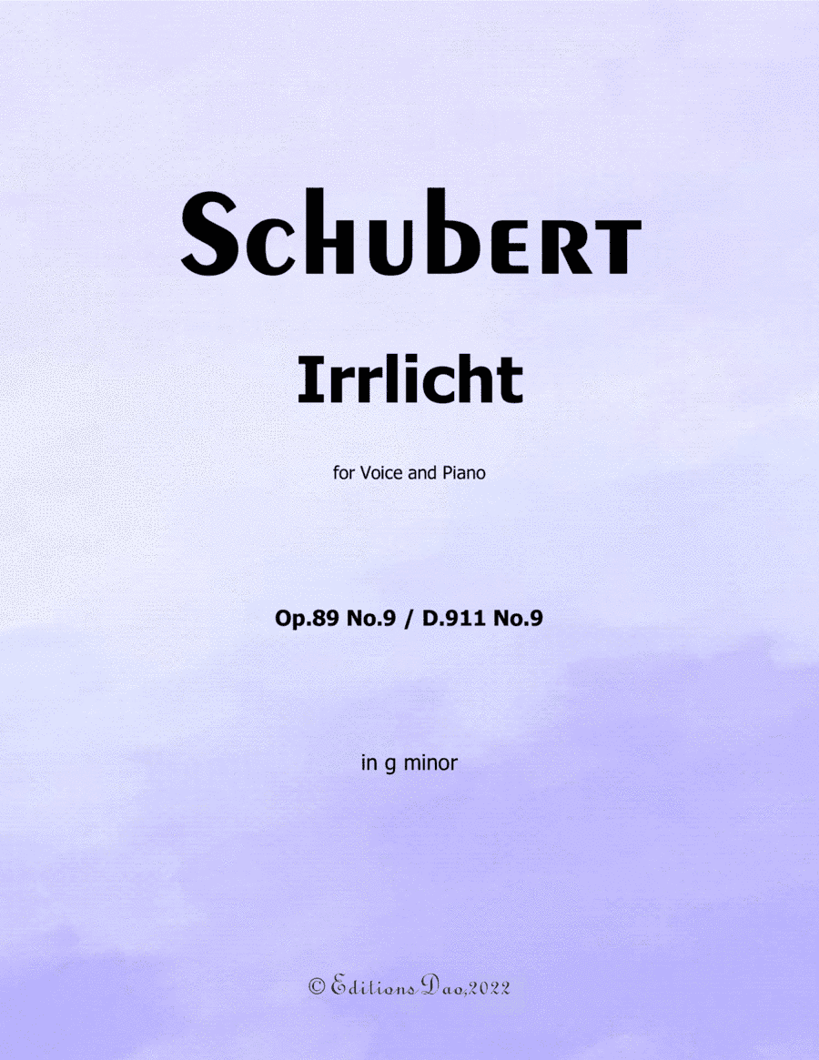 Irrlicht, by Schubert, in g minor (arr. Editions Dao)