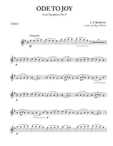 Ode To Joy (from Symphony No. 9) for String Quartet (arr. Diego Marani)