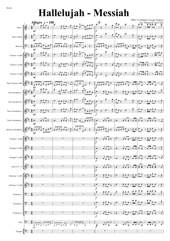 Messiah - Hallelujah - HWV 56 - Concert Band - C (arr. Thomas Graf)