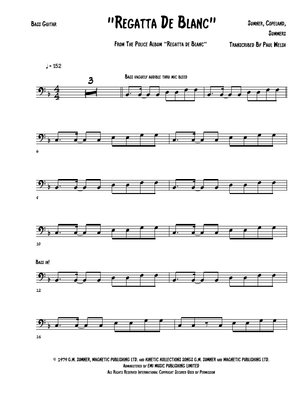 Regatta De Blanc (arr. P Welsh)