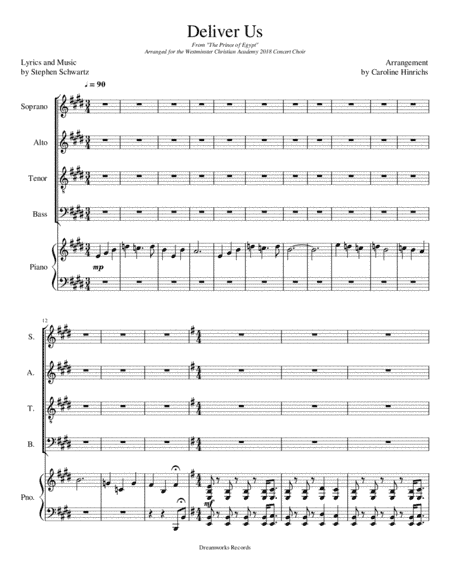 Deliver Us from THE PRINCE OF EGYPT (arr. Caroline Hinrichs)