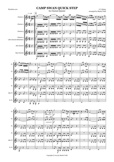 Camp Swan Quick Step for Clarinet Quintet (arr. Martin Todd)