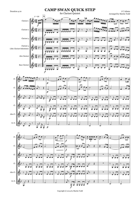 Camp Swan Quick Step for Clarinet Quintet (arr. Martin Todd)