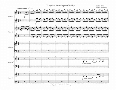'Jupiter' from The Planets by Gustav Holst - arranged for 5 pianos (arr. Pat Holmberg)