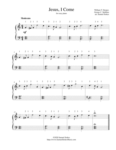 Jesus, I Come (Out of My Bondage, Sorrow, and Night) - for easy piano (arr. Samuel Stokes)