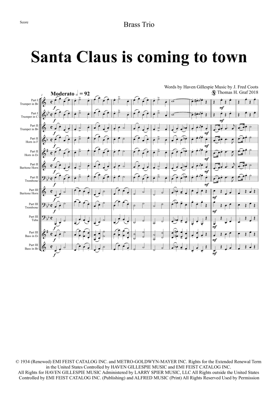 Santa Claus Is Comin' To Town (arr. Thomas Graf)