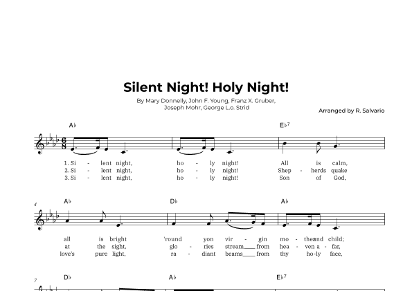 Silent Night! Holy Night! (Key of A-Flat Major) (arr. R. Salvario)