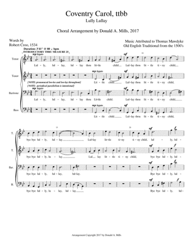Coventry Carol (Lully Lullay) (arr. Donald A. Mills)