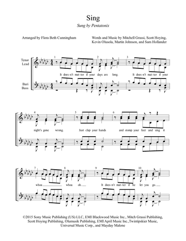 Sing (arr. Flora E Cunningham)