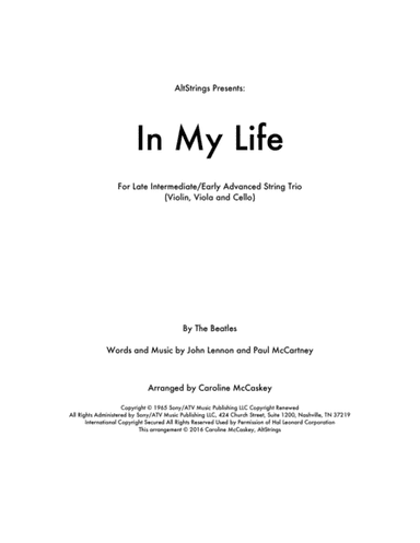 In My Life (arr. Caroline McCaskey)