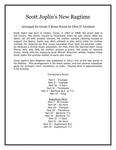 Scott Joplin's New Ragtime (Brass) (arr. Glen D. Lienhart)