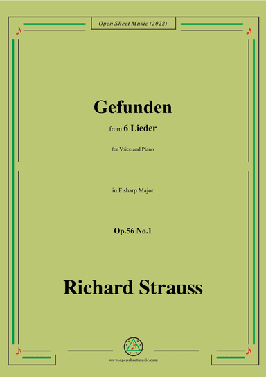 Richard Strauss-Gefunden,in F sharp Major,Op.56 No.1 (arr. OSM Press)