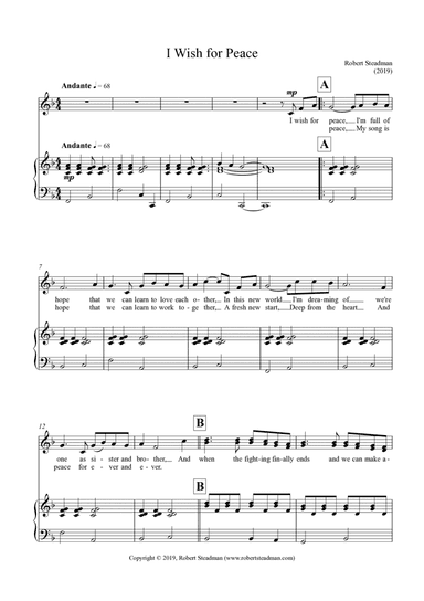 I Wish For Peace (SA/2-part choice/voices & piano)