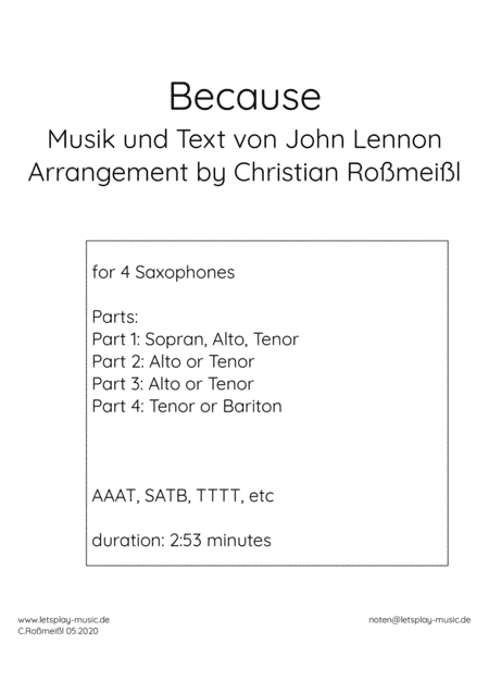 Because (arr. Christian Roßmeißl)