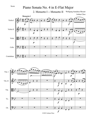 Piano Sonata No. 4 in E-Flat Major, Movement 2 (arr. Joshua Choe)