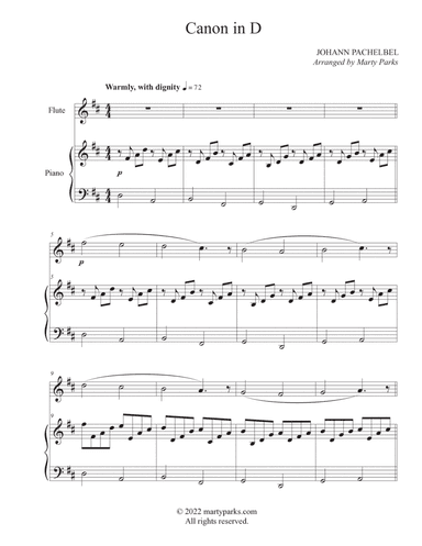 Canon in D (Flute-Piano) (arr. Marty Parks)