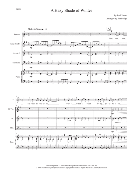 A Hazy Shade Of Winter (arr. Jim Bicigo)