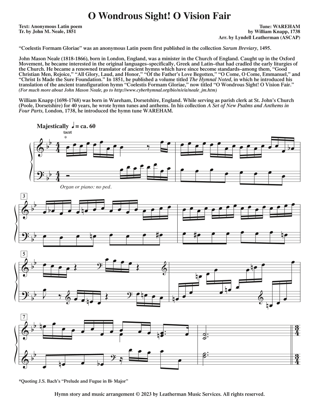 O Wondrous Sight! O Vision Fair (arr. Lyndell Leatherman)
