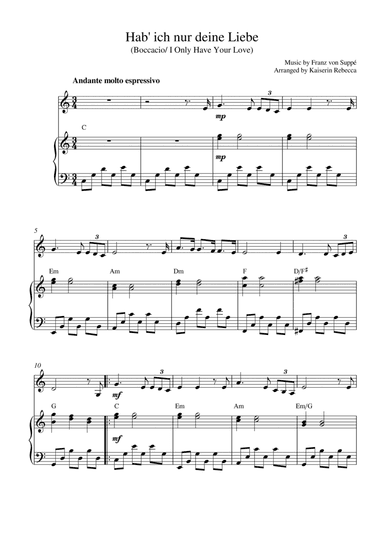 Hab' ich nur deine Liebe (Boccacio/ I Only Have Your Love) (harmonica solo and piano accompaniment) (arr. Kaiserin Rebecca)