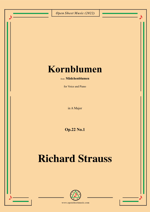 Richard Strauss-Kornblumen,Op.22 No.1,in A Major (arr. OSM Press)
