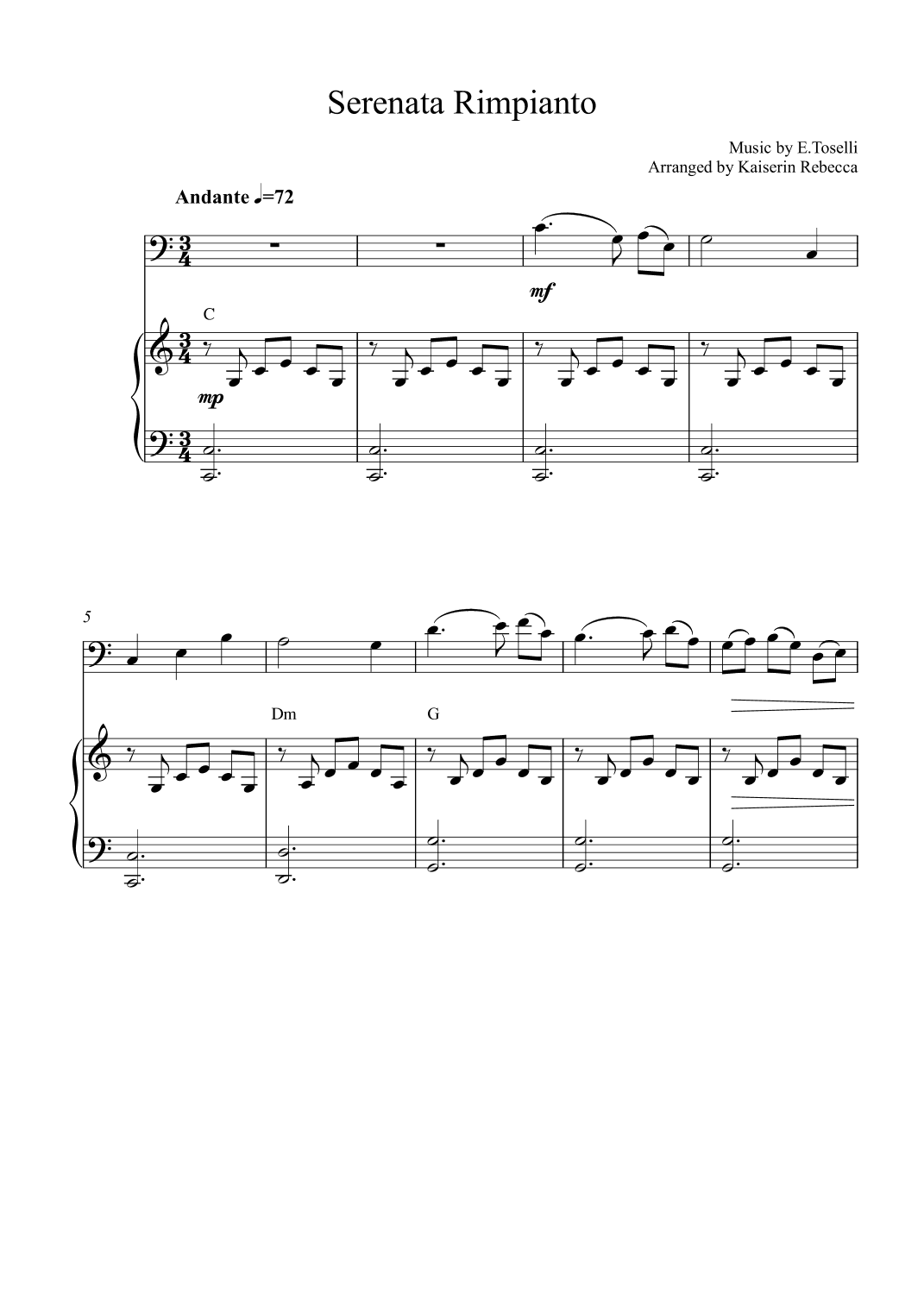 Serenata Rimpianto (Op.6 No.1) (arr. Kaiserin Rebecca)